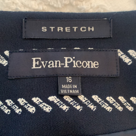 EVAN PICONE NAVY AND WHITE WINDOWPANE COLLARLESS BLAZER - Picture 7 of 8